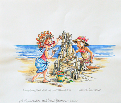 ROBIN PREISS GLASSER - BUILDING SANDCASTLE ROBIN PREISS GLASSER - BUILDING SANDCASTLE - PEN, INK & WATERCOLOR - 9 X 5
