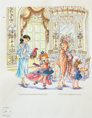 ROBIN PREISS GLASSER - GRAND ROOM DELIGHT ROBIN PREISS GLASSER - GRAND ROOM DELIGHT - PEN, INK & WATERCOLOR - 10 X 10.25