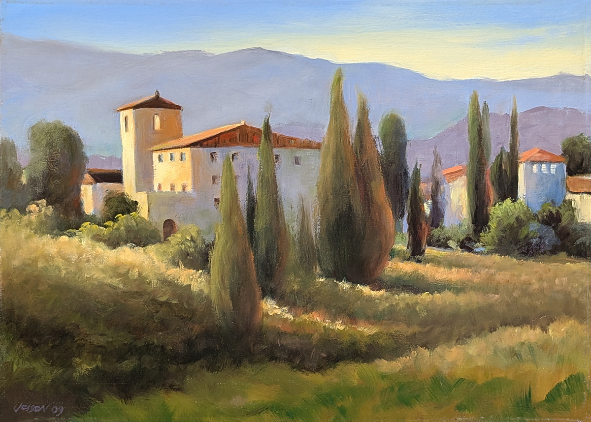 CAROL JESSEN - BLUE SHADOWS IN TUSCANY - OIL ON CANVAS - 20 X 16