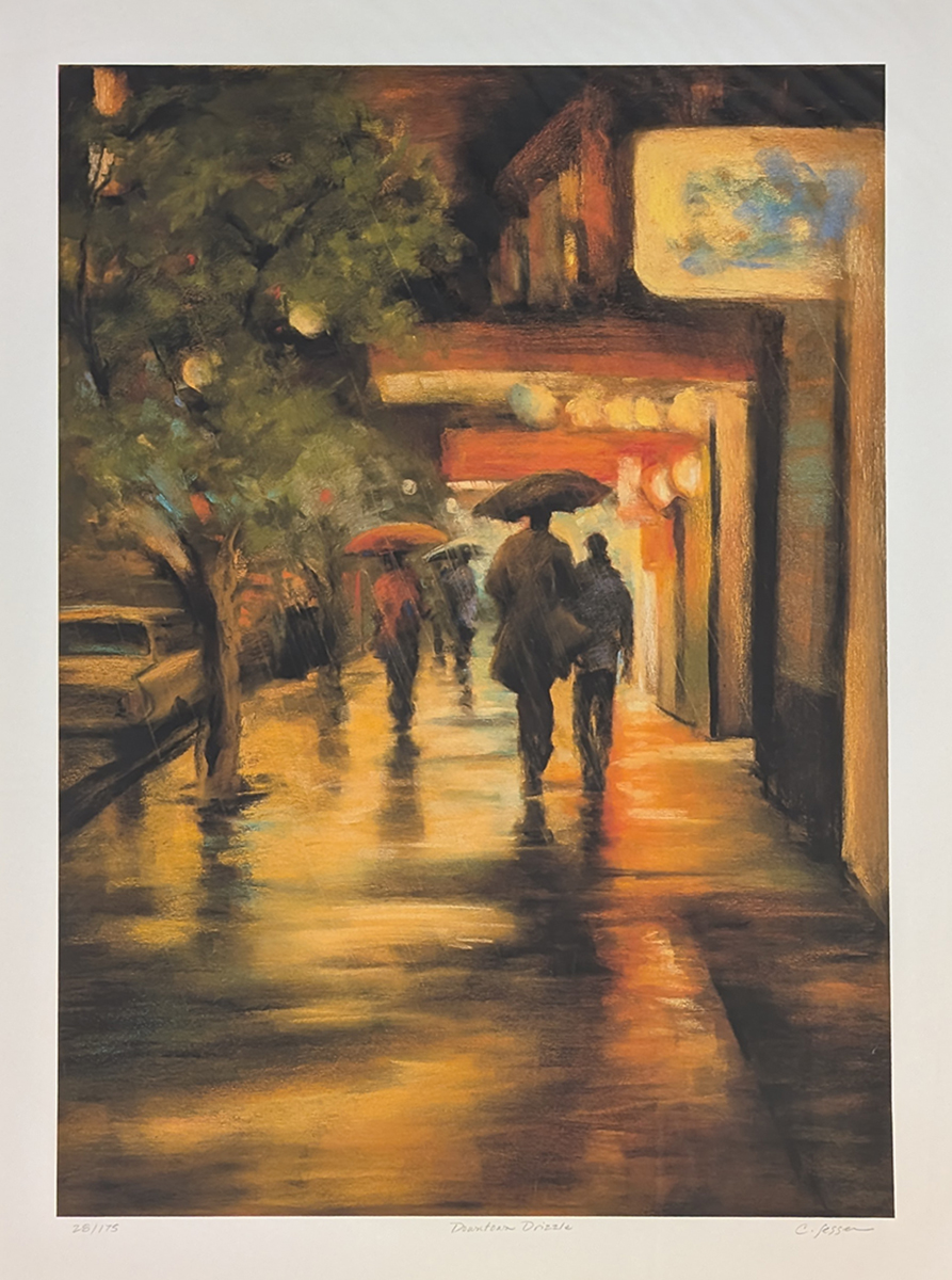 CAROL JESSEN - DOWNTOWN DRIZZLE - ARCHIVAL PRINT - 18 X 23.5