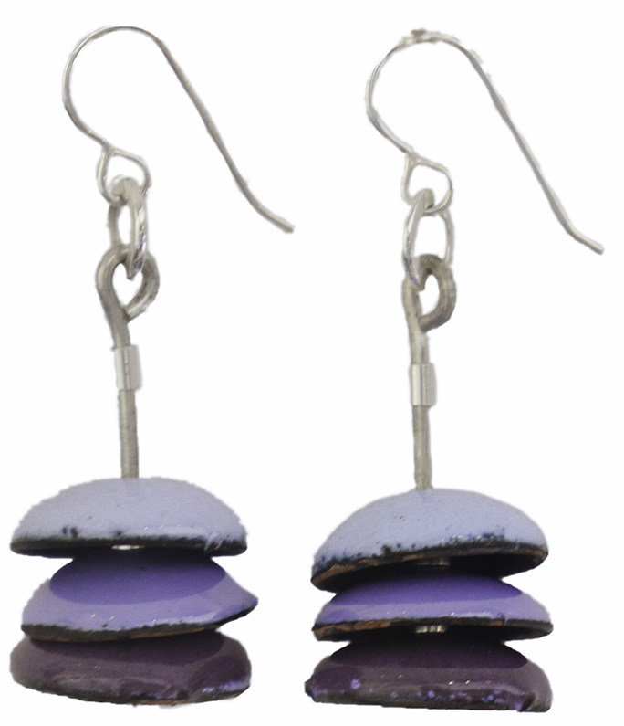 JOANNA CRAFT - SKY, PERIWINKLE, & PURPLE EARRING - STERLING & ENAMEL