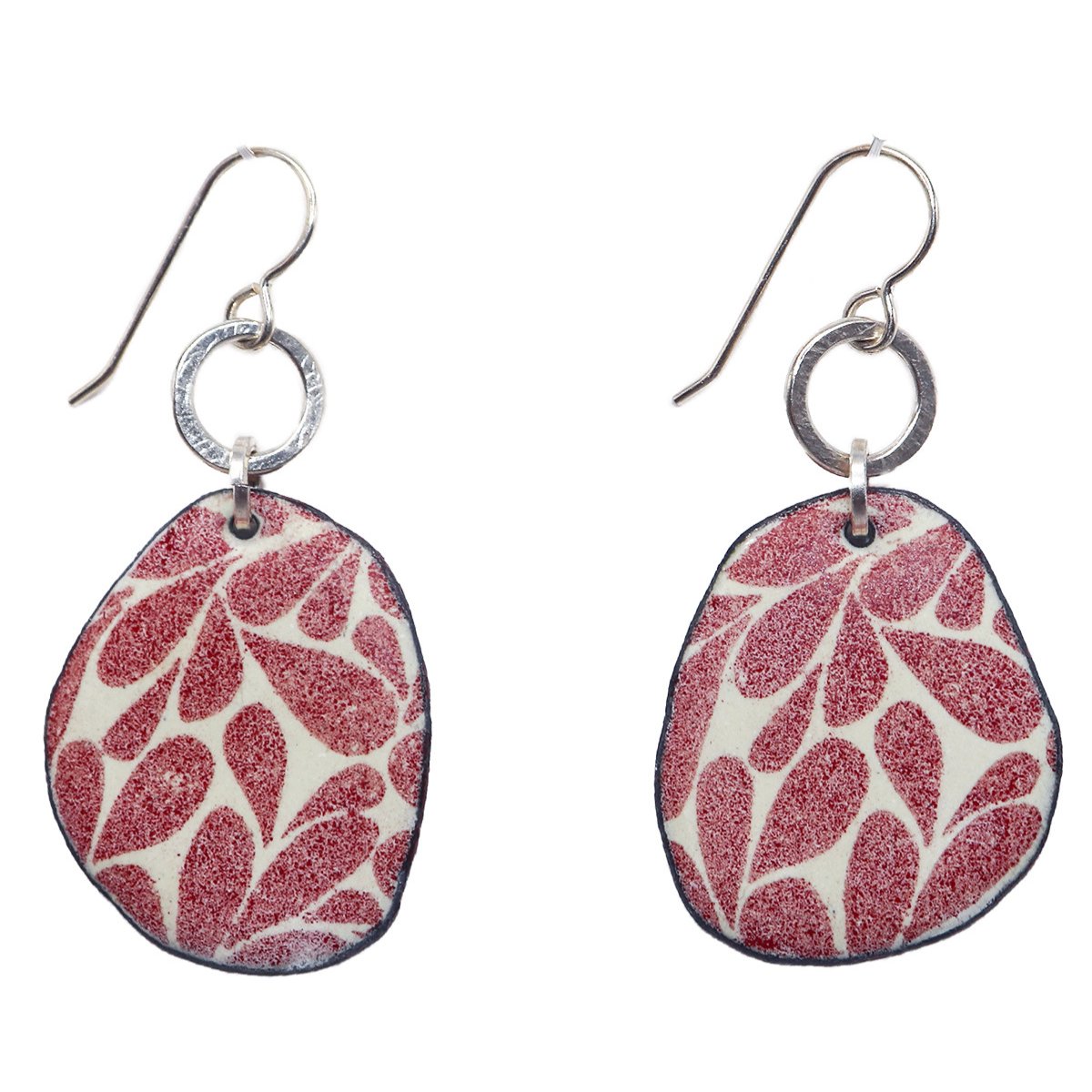 JOANNA CRAFT - PINK FLORAL ENAMEL EARRINGS - SILVER & ENAMEL