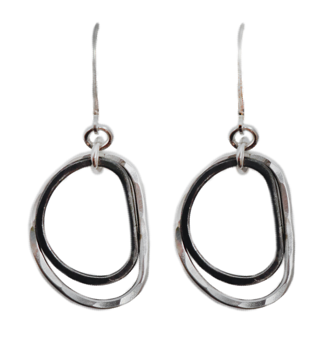 JESSICA AND IAN GIBSON - STERLING AND OXIDIZED DOUBLE HOOP EARRINGS - SILVER & GOLD