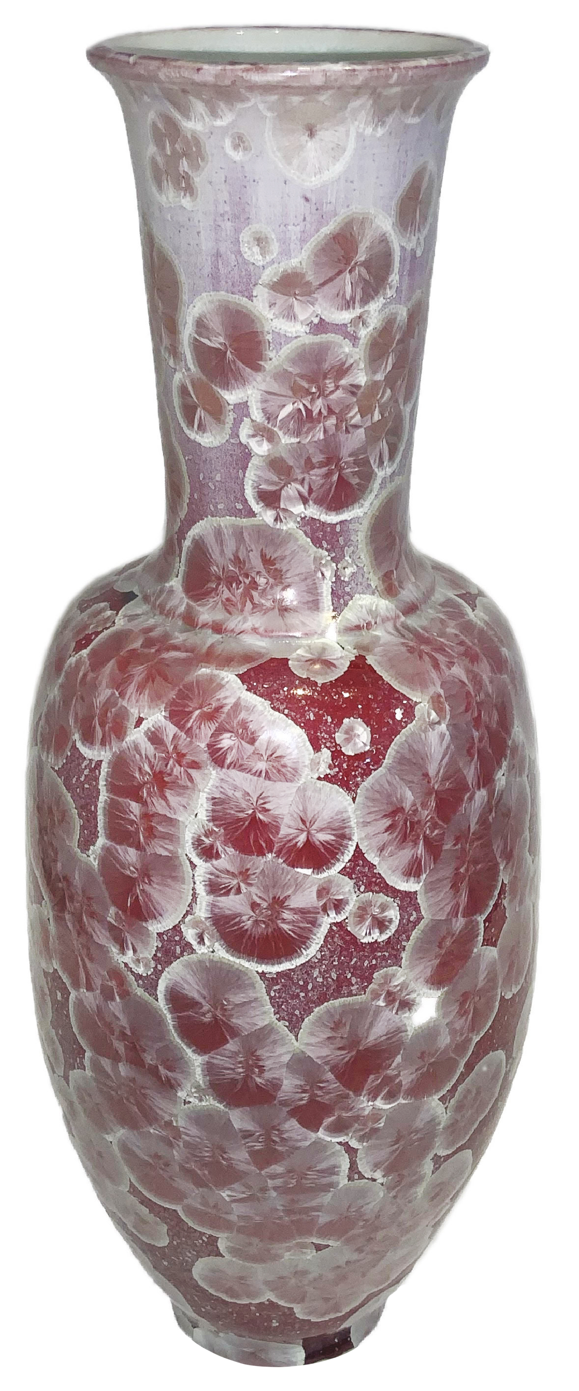 JERRY SAWITZ - LARGE CHERRY BLOSSOM CRYSTALLINE GLAZED VASE - CERAMIC - 6 X 19 X 6