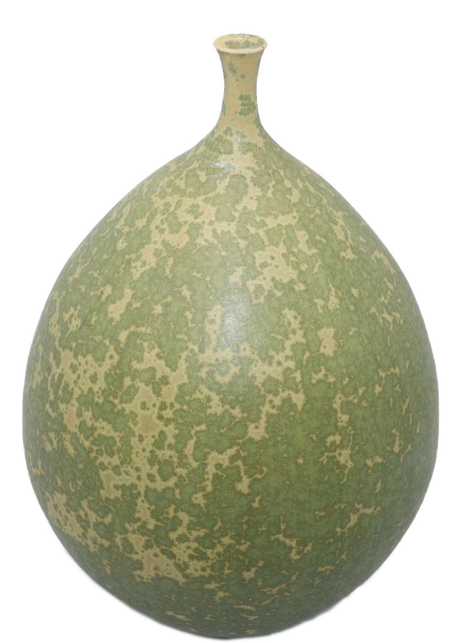 JERRY SAWITZ - GREEN MATTE GLAZED BOTTLE - CERAMIC - 6 X 10.5 X 6