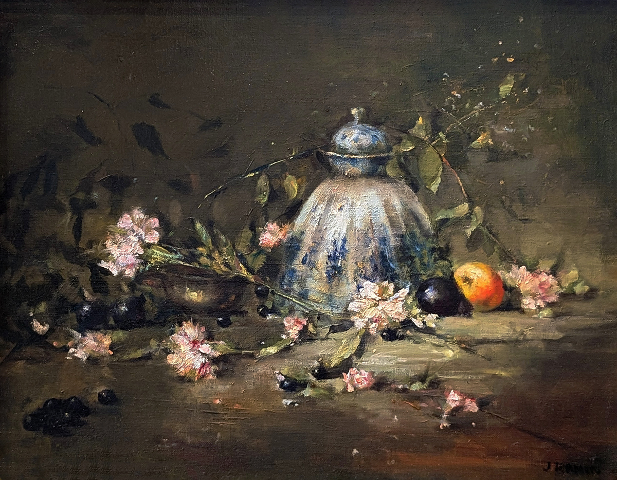 JACQUELINE KAMIN - FLUTED TEAPOT - OIL ON CANVAS - 20 X 16