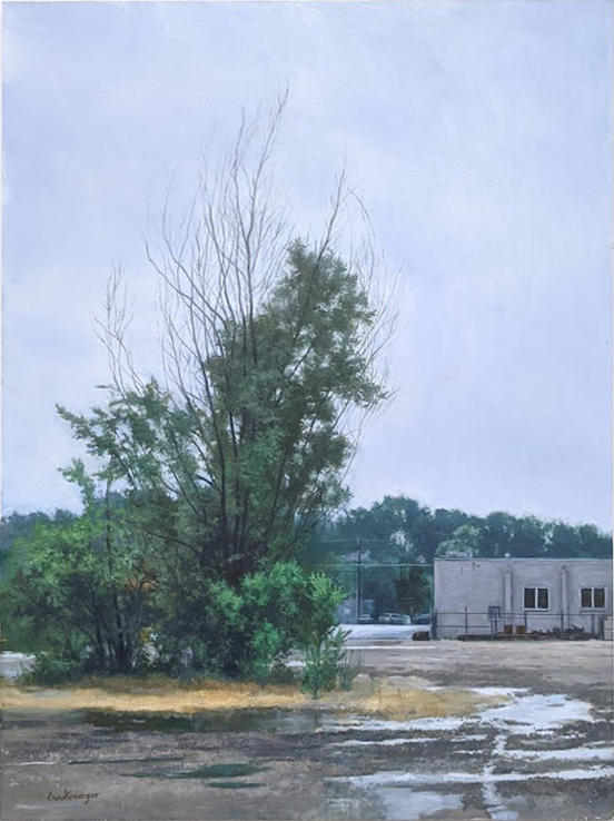 GEOFFREY KRUEGER - VACANT LOT II - OIL ON PANEL - 18 X 24