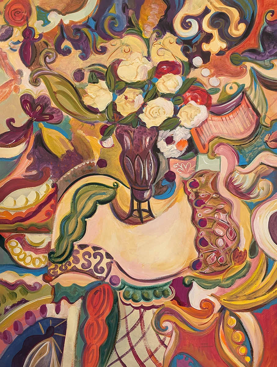 JOYCE LIEBERMAN - BON VIVANT UNSTILL LIFE - ACRYLIC ON PAPER - 30 X 40