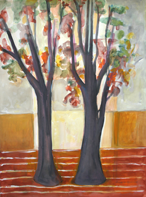 JOYCE LIEBERMAN - SVELT TREES #12 - ACRYLIC ON PAPER - 22 X 30