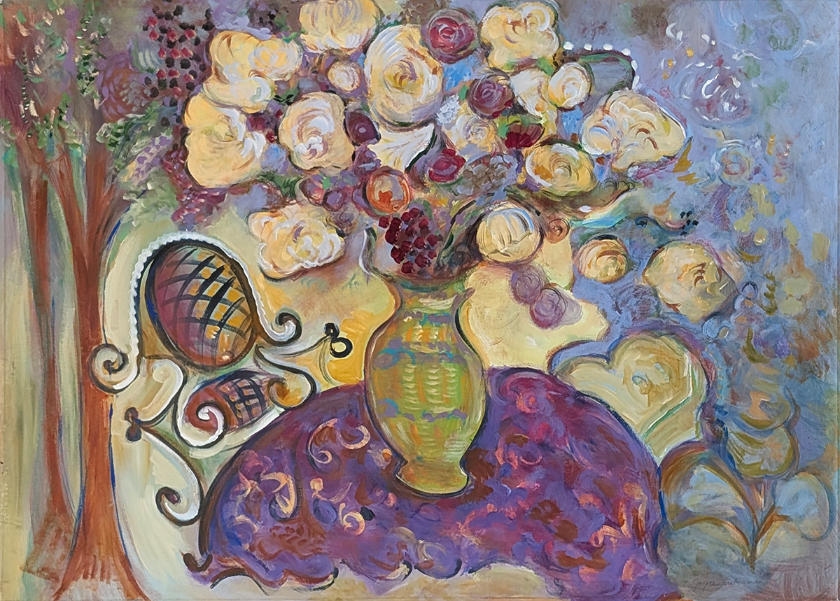 JOYCE LIEBERMAN - FRENCH PATIO - ACRYLIC ON CANVAS - 48 X 36