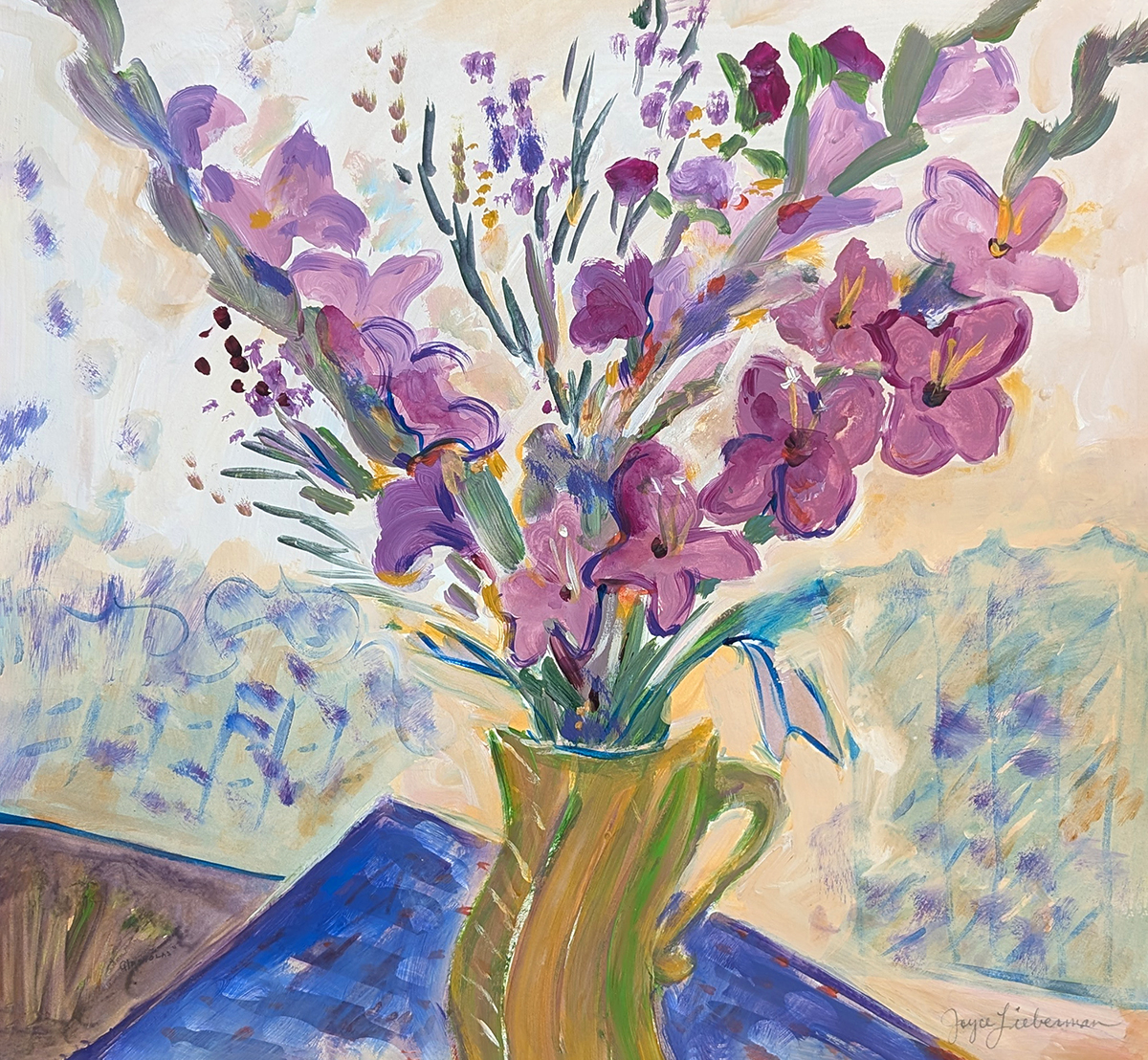 JOYCE LIEBERMAN - GLADIOLAS - ACRYLIC ON PAPER - 24 X 22