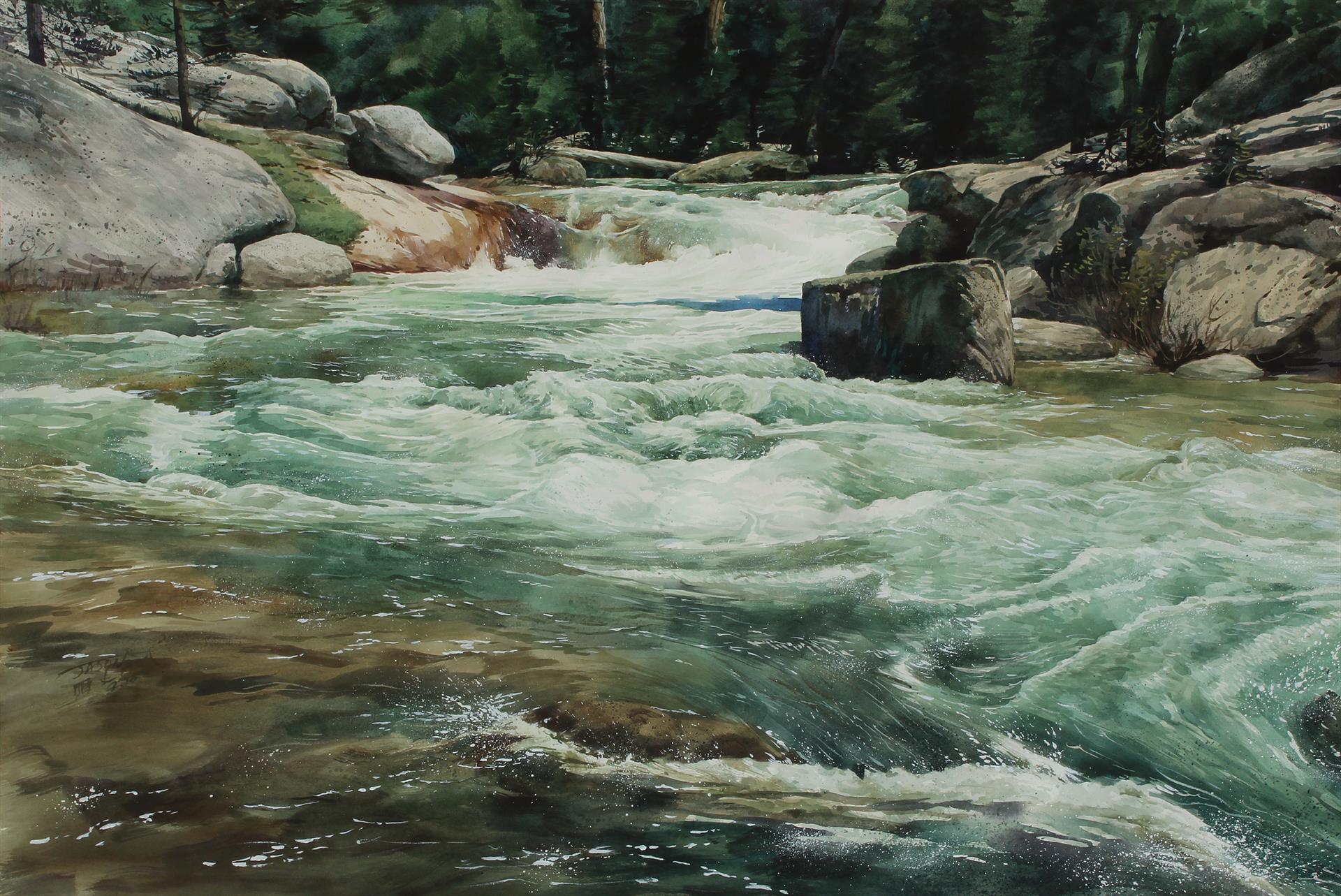 JASON LI - WHITEWATER - WATERCOLOR - 33 X 22