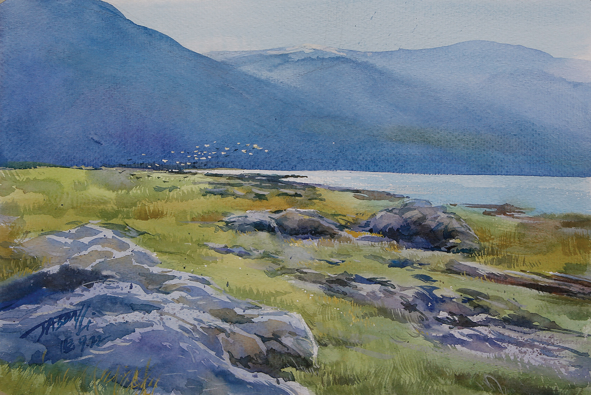 JASON LI - MONO LAKE - WATERCOLOR - 12 X 8