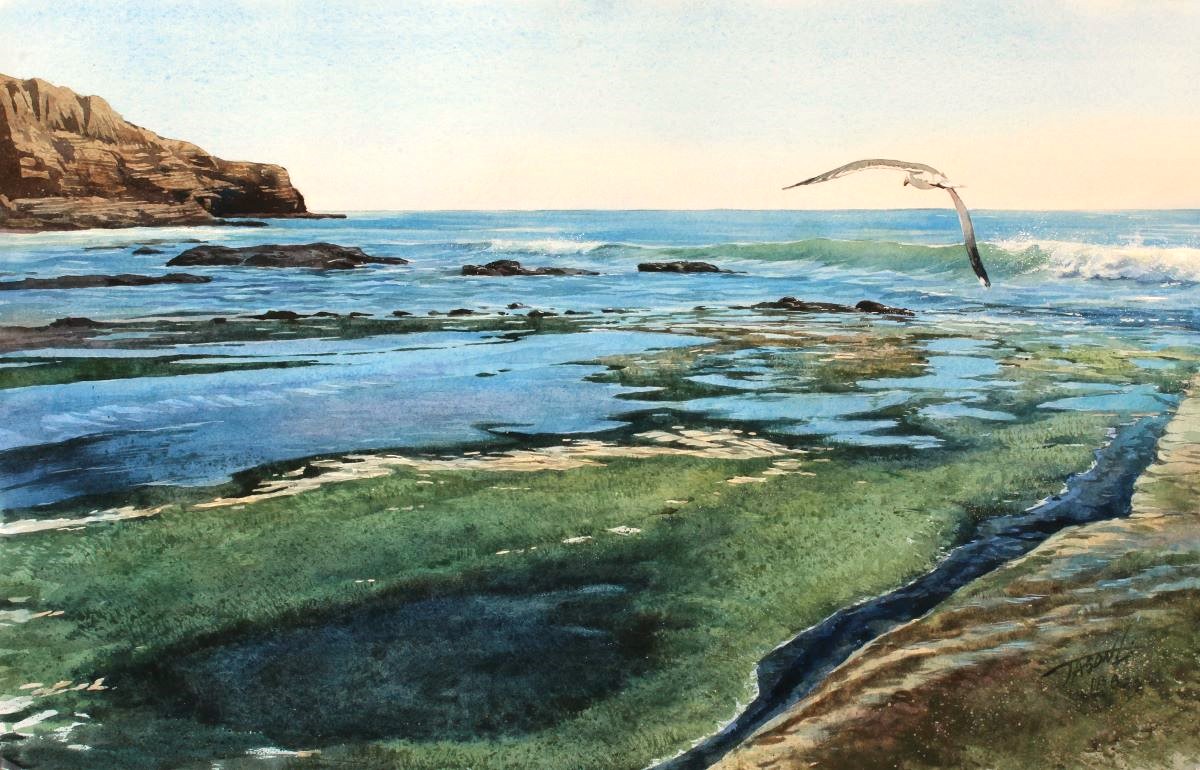 JASON LI - OVER THE HORIZON - WATERCOLOR - 13 X 20