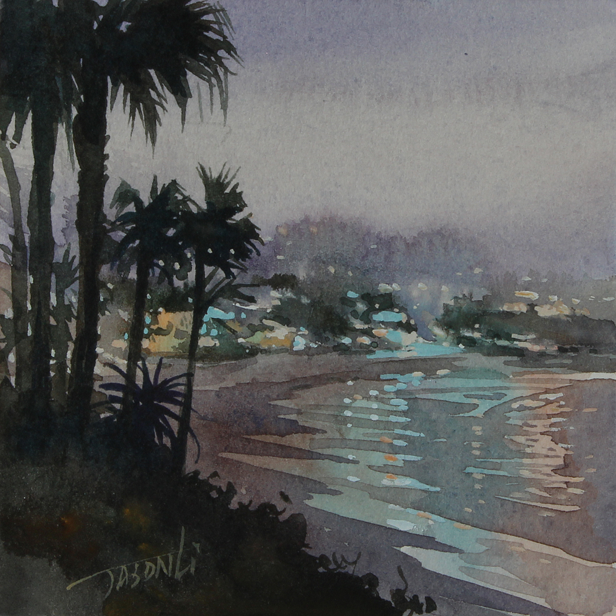 JASON LI - LAGUNA WATERCOLOR II - WATERCOLOR - 4 X 4