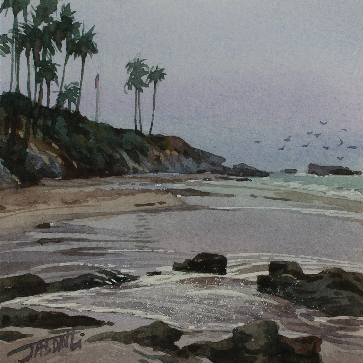 JASON LI - LAGUNA WATERCOLOR IV - WATERCOLOR - 4 X 4