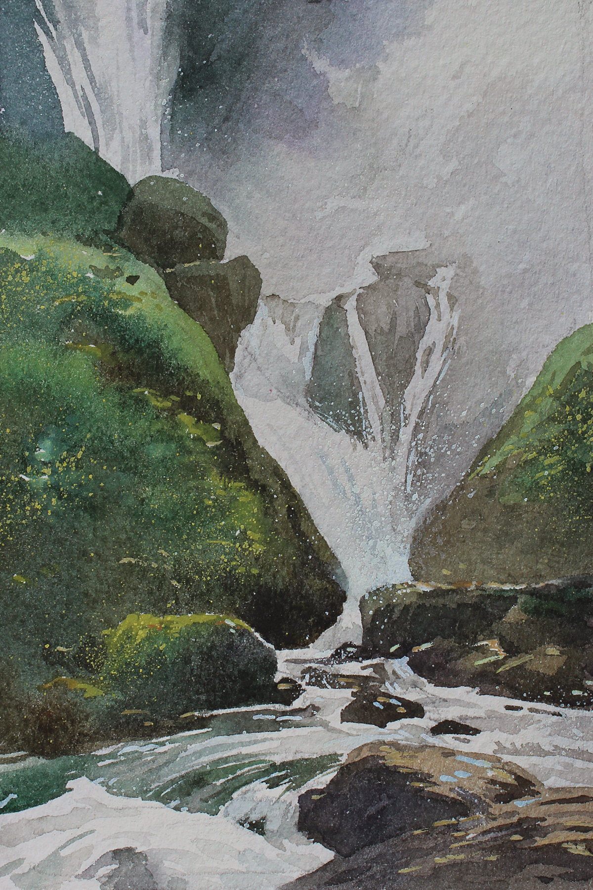 JASON LI - WATERFALL III - WATERCOLOR - 4 x 6