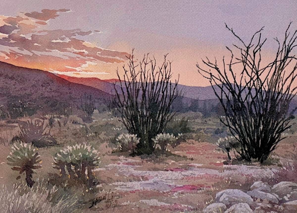 JASON LI - CANYON SUNSET - WATERCOLOR - 12 X 9