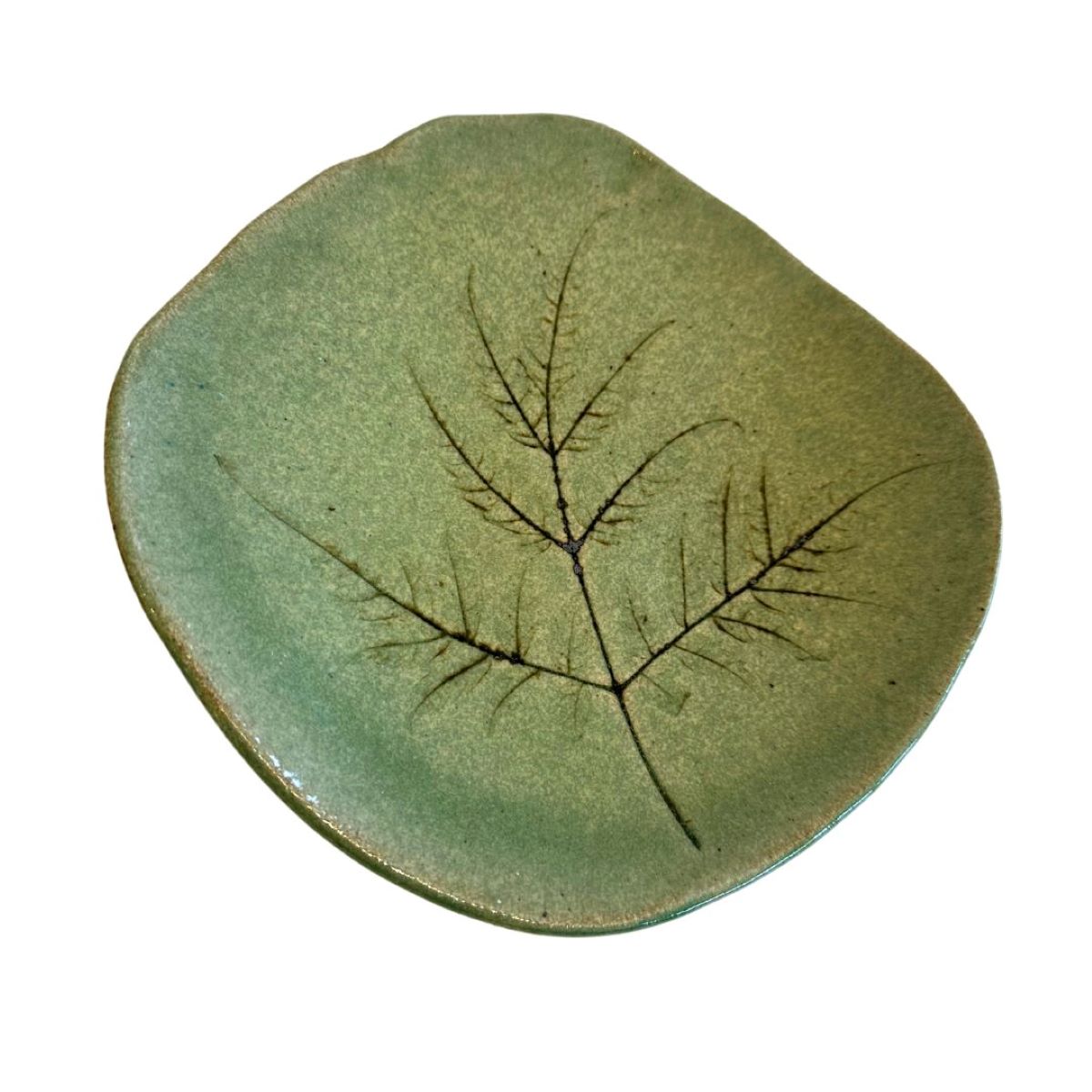 KAREN LIBA - GREEN LEAF TRAY - CERAMIC - 7.5 x 1.25 x 7.5