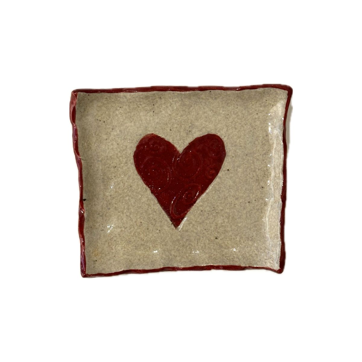 KAREN LIBA - HEART WITH SWIRL TEXTURE TRAY - CERAMIC - 3 X 3.5
