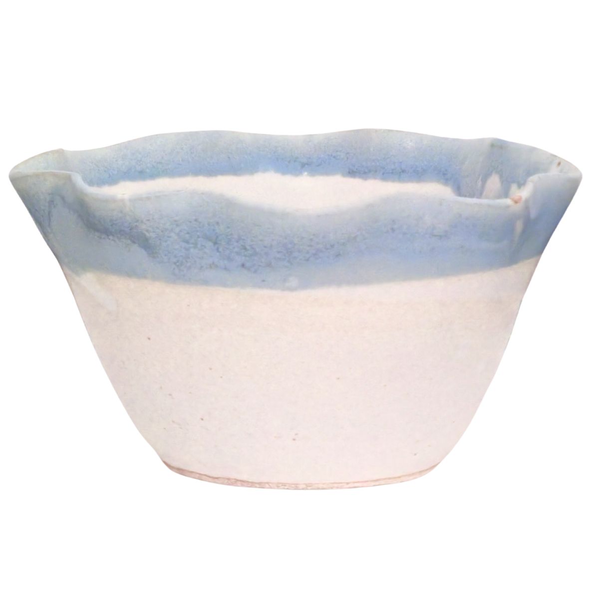 KAREN LIBA - BLUE RIM RUFFLE BOWL - CERAMIC - 6.5 X 3.75 X 7
