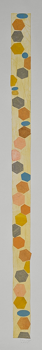 LESLIE LOWINGER - WALKING STICK-OCTAGONS - MIXED MEDIA ON PAPER - 2.25 X 39