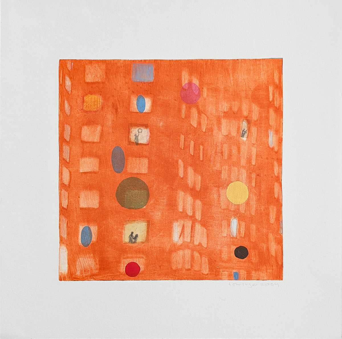 LESLIE LOWINGER - THE CITY THAT DOES NOT REVEAL ITS SECRETS LESLIE LOWINGER - THE CITY THAT DOES NOT REVEAL ITS SECRETS - MIXED MEDIA ON PAPER - 11.5 X 11.5