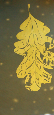 LESLIE LOWINGER - YELLOW LEAF - MIXED MEDIA ON PAPER - 16.5 X 38.75