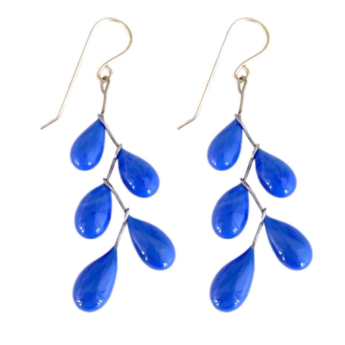 NOHLINE L'ECUYER - PERIWINKLE LAMPWORK GLASS DROP EARRINGS - GLASS