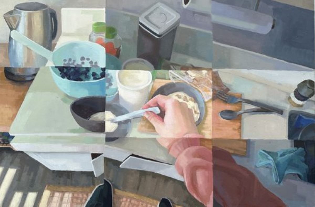 MICHAELA MOFFETT - BREAKFAST FOR TWO - OIL ON CANVAS - 36" X 24"