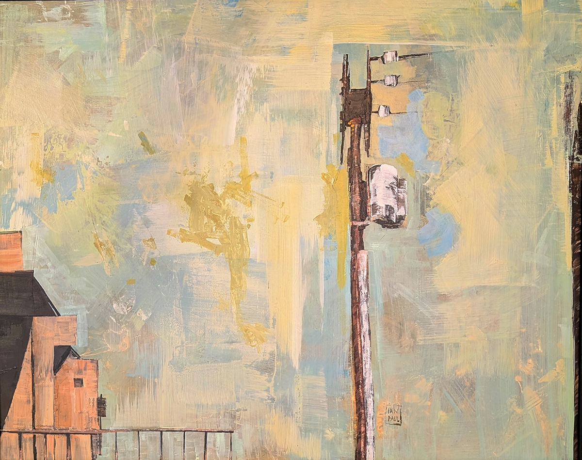 IAN MONTELONGO - TEMPORARY TELEPHONE POLE - ACRYLIC ON BOARD - 30 X 24