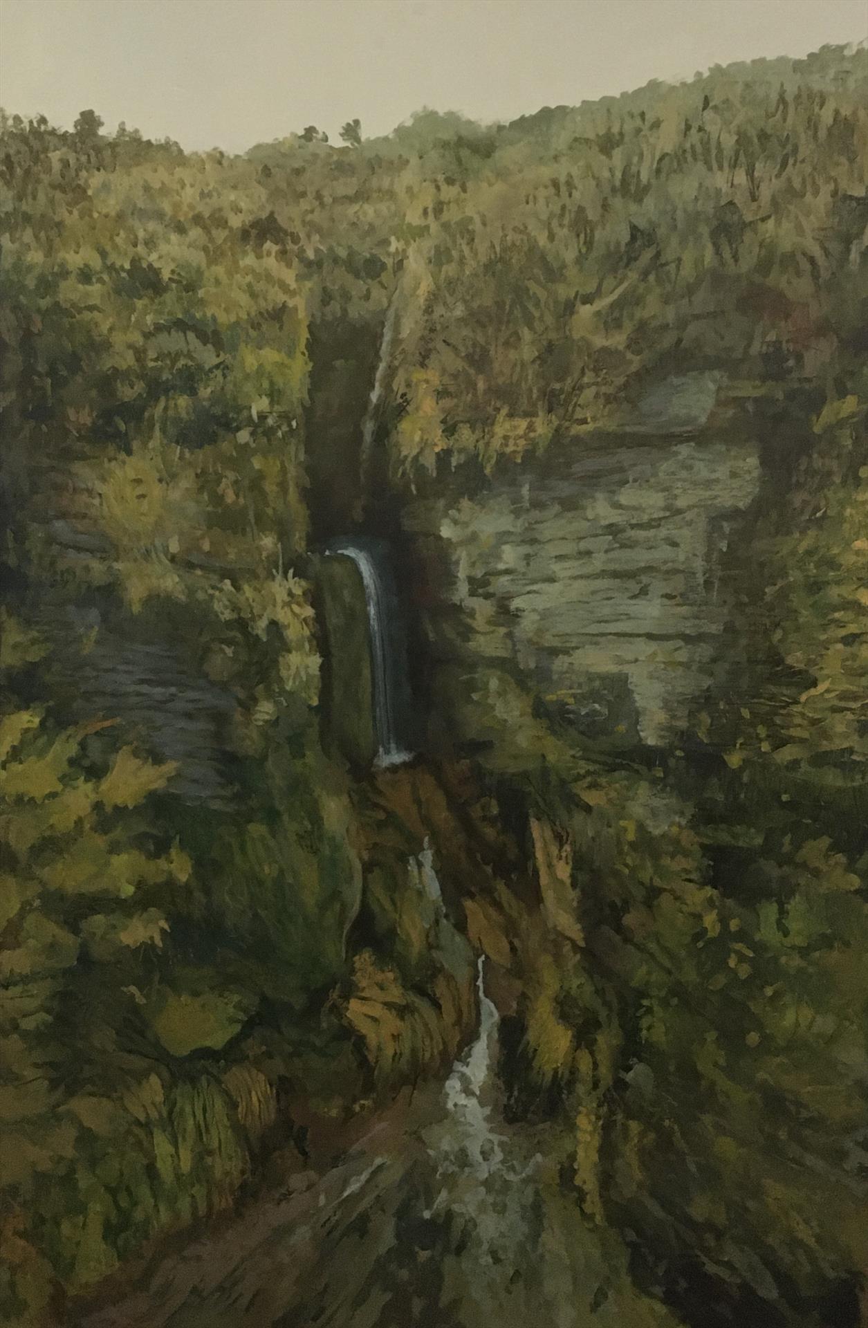 IAN MONTELONGO - PORTRAIT OF A WATERFALL - ACRYLIC ON BOARD - 23 X 34