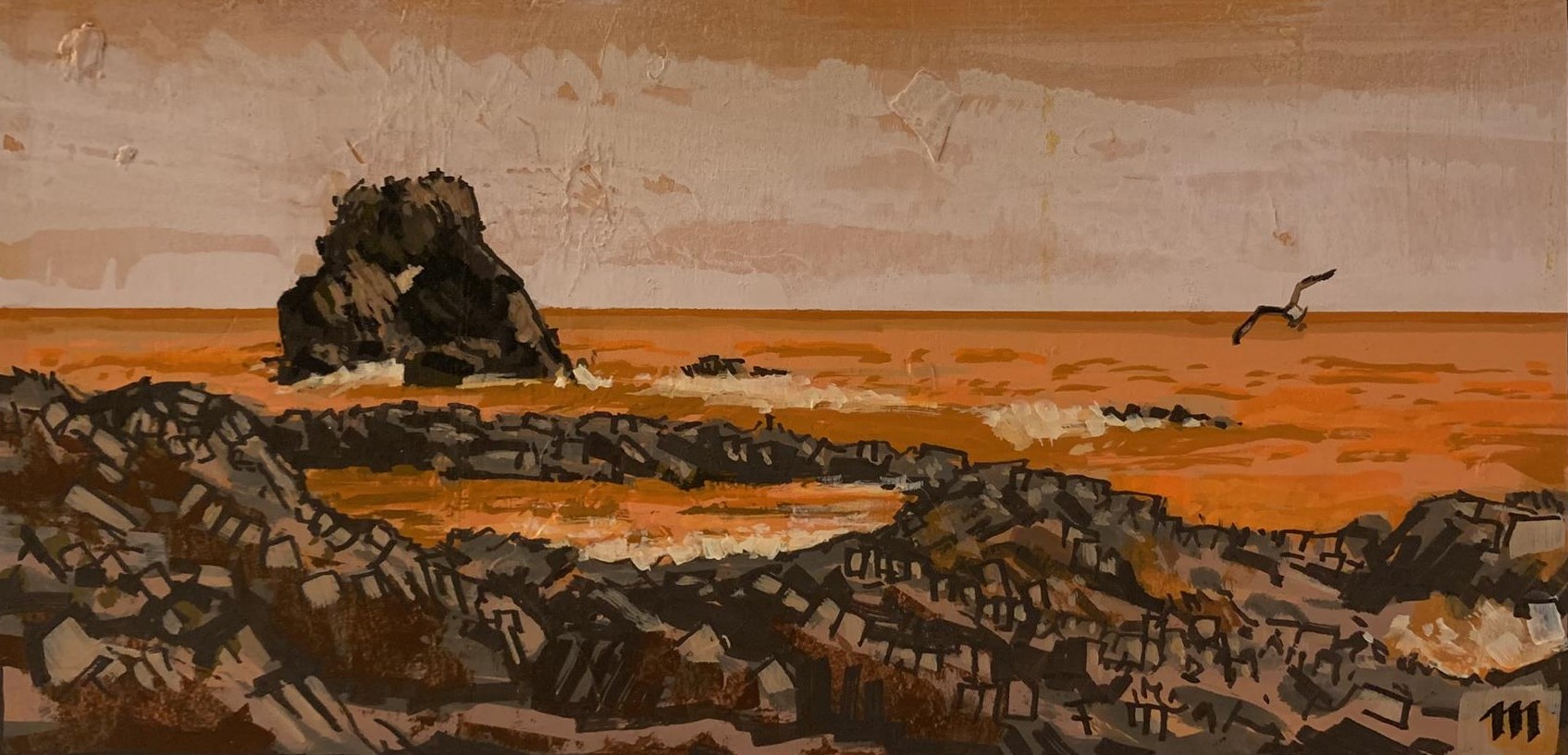 IAN MONTELONGO - GOLDEN HOUR - ACRYLIC & GOUACHE - 12 X 6