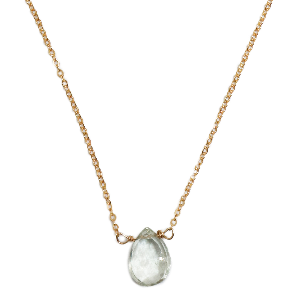 ELIZABETH NADLER - GREEN AMETHYST GOLD FILLED NECKLACE - GOLD