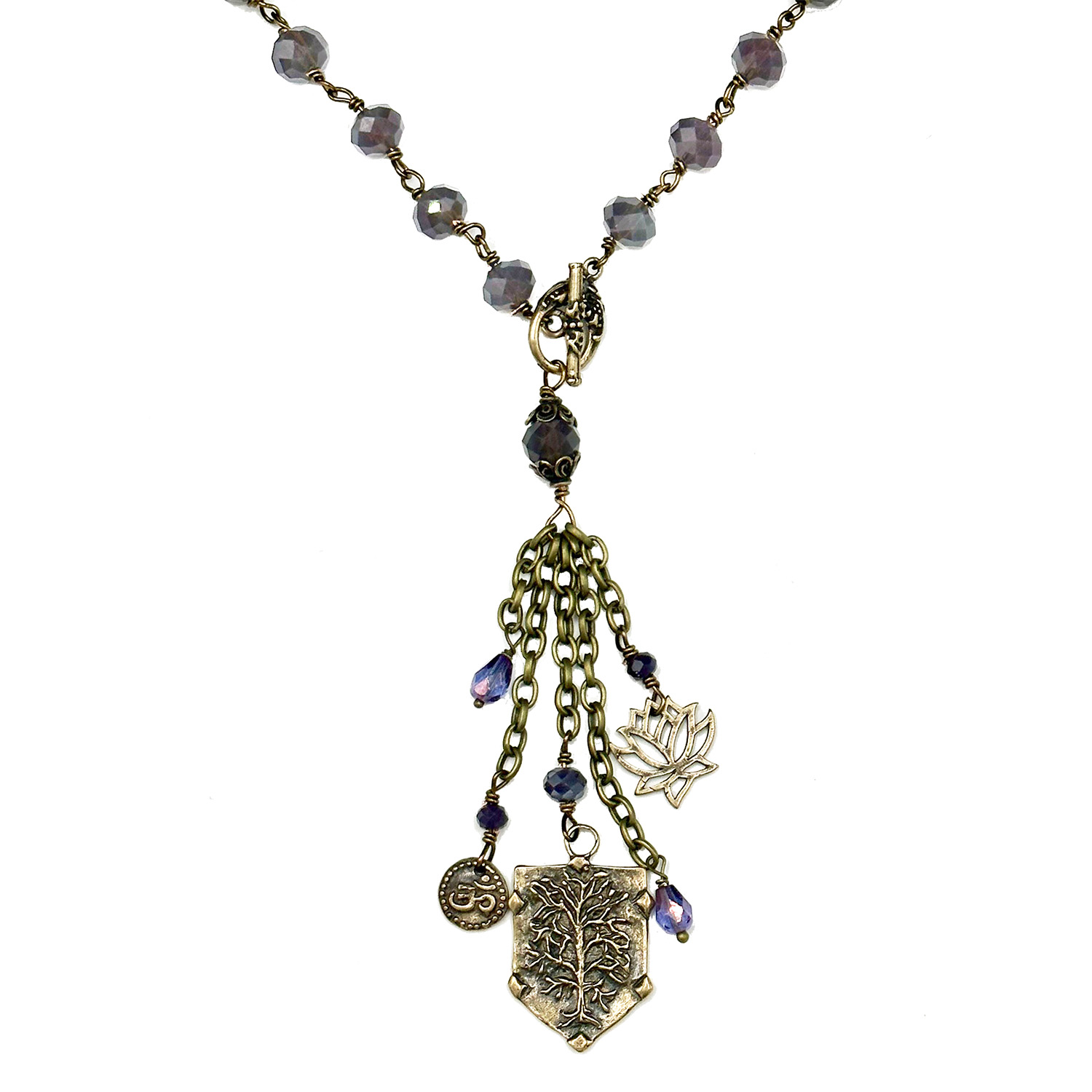 ELIZABETH NADLER - OPAQUE LAVENDER CRYSTAL NECKLACE - STERLING & GEMSTONE