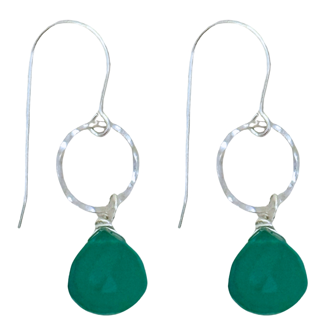 ELIZABETH NADLER - SILVER GREEN ONYX EARRINGS - STERLING & GEMSTONE