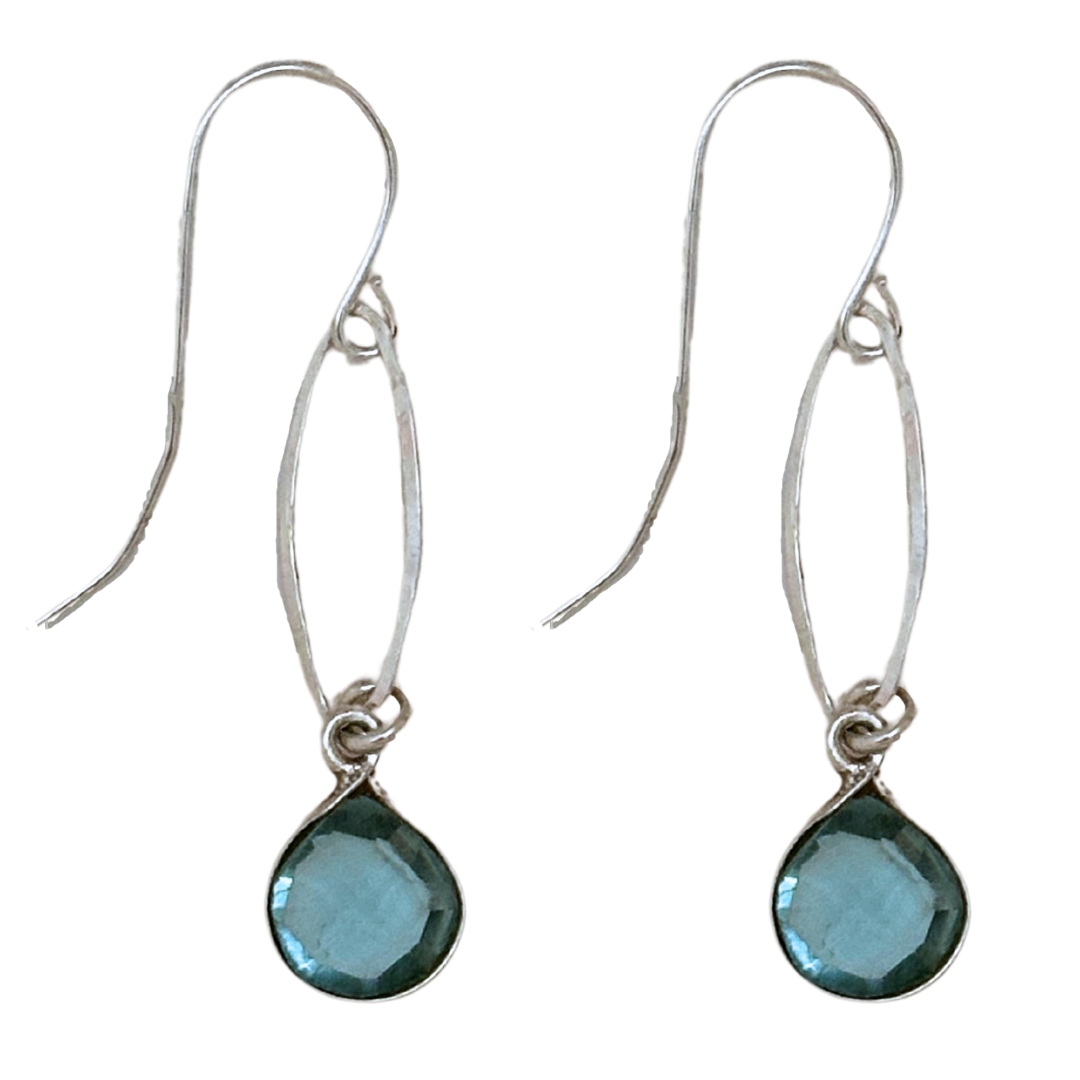 ELIZABETH NADLER - OVAL BEZEL BLUE QUARTZ EARRINGS - STERLING & GEMSTONE