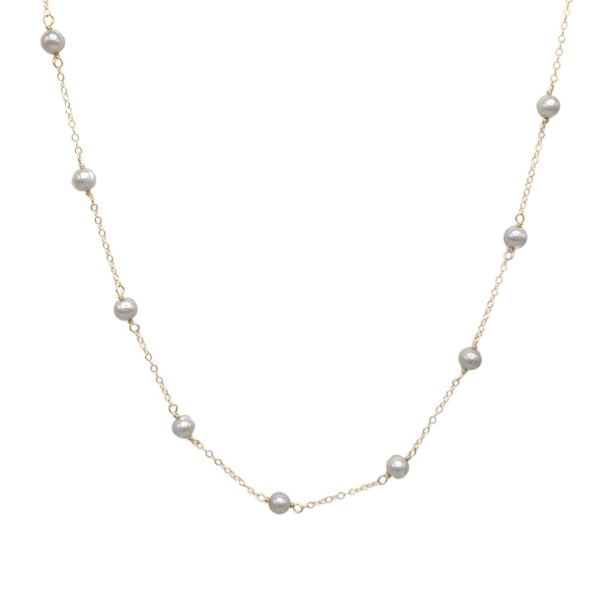 ELIZABETH NADLER - SEG SMALL GRAY PEARL TIN CUP NECKLACE - PEARL, GOLD