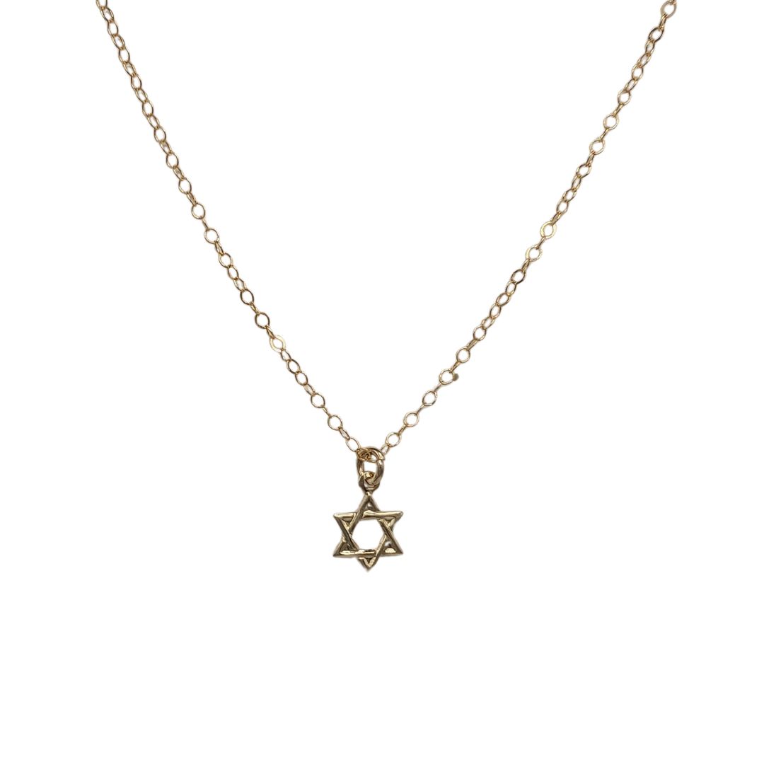 ELIZABETH NADLER - DAINTY STAR OF DAVID NECKLACE - STERLING & GEMSTONE