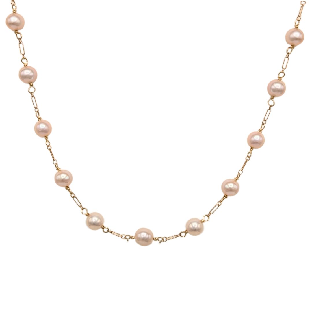 ELIZABETH NADLER - LRG PINK PEARL NECKLACE - STERLING & GEMSTONE