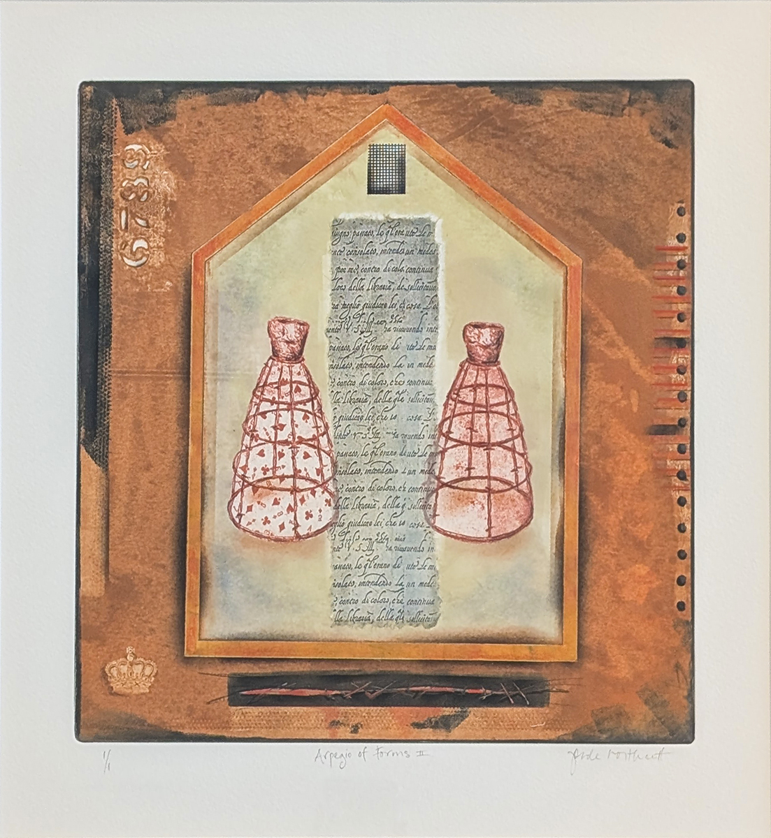 JONDE NORTHCUTT - ARPEGGIO OF FORMS II - MONOTYPE - 12.5 X 12.5
