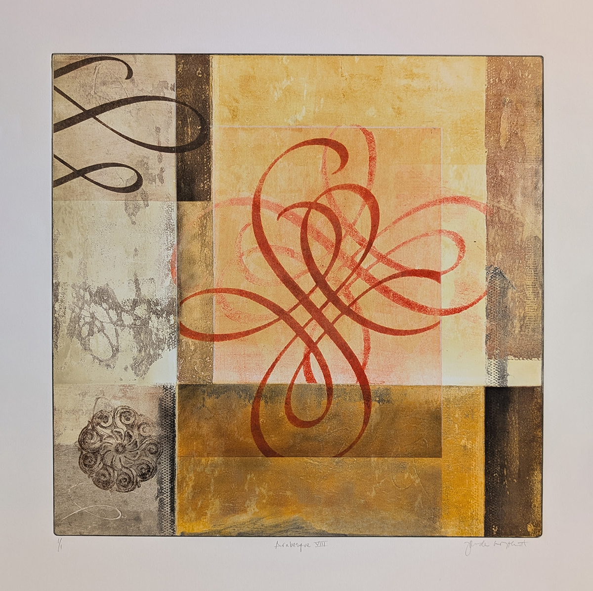 JONDE NORTHCUTT - ARABESQUE VIII - MONOTYPE - 16 X 16