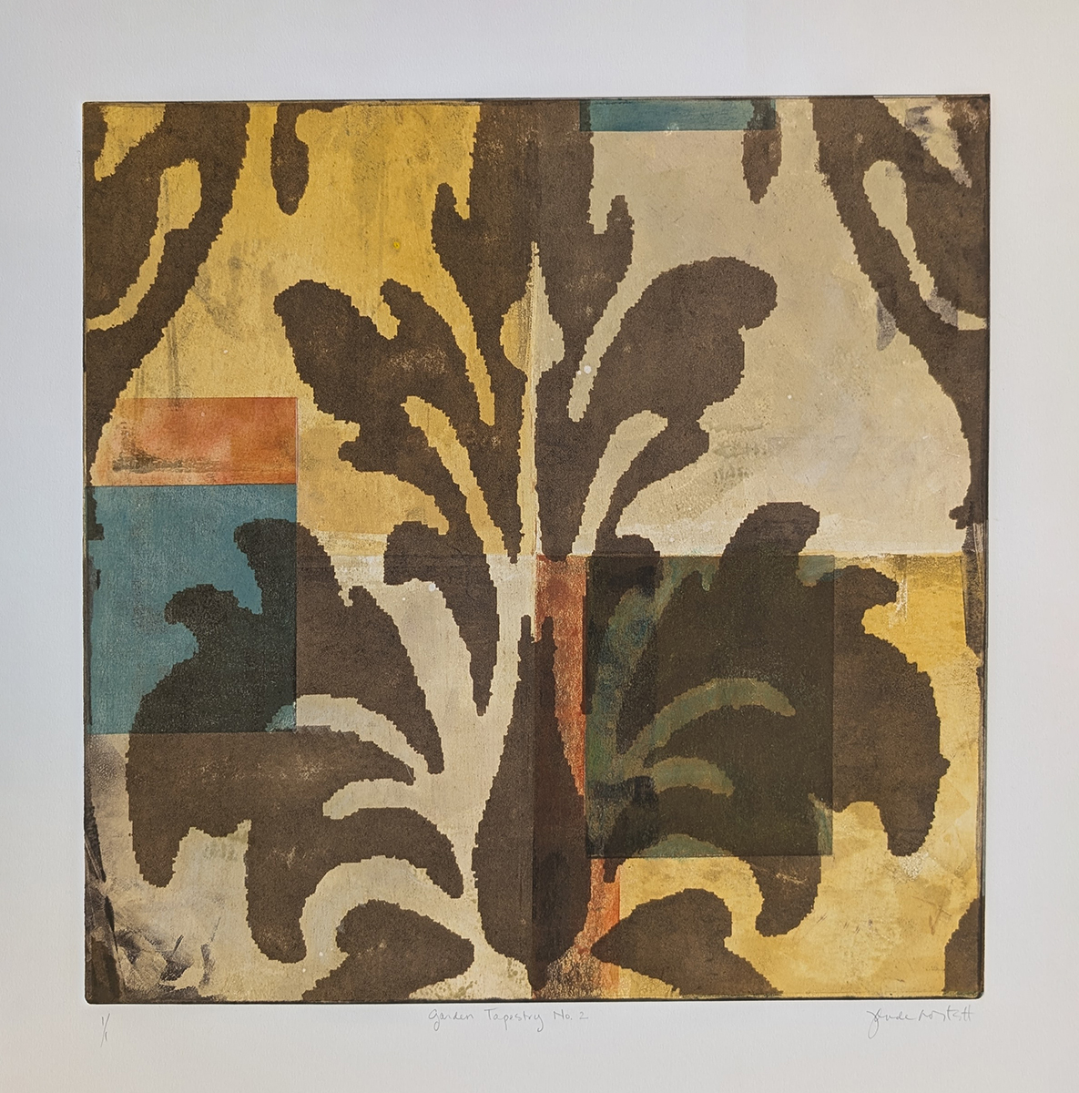 JONDE NORTHCUTT - GARDEN TAPESTRY NO. 2 - MONOTYPE - 17 X 17