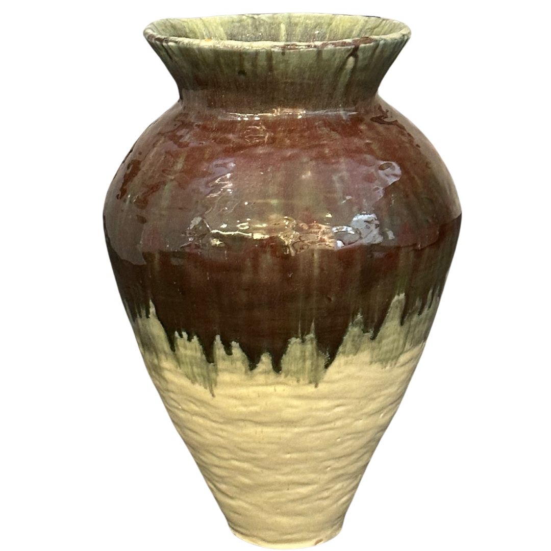 JOEY ONTIVEROS - LRG. CREAM/RED/GREEN VASE - CERAMIC - 12 X 19.5 X 12