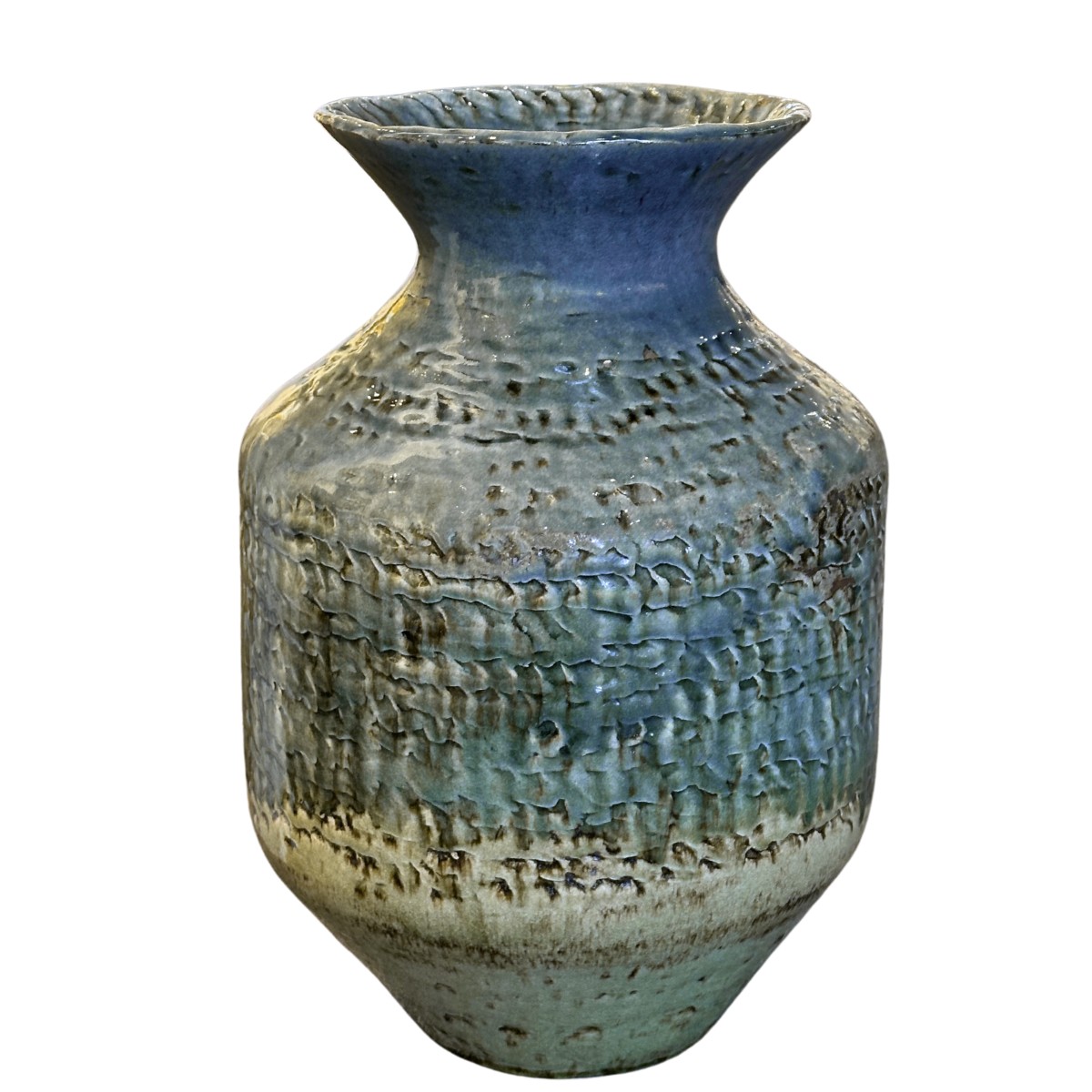 JOEY ONTIVEROS - XL BLUE & GREEN VASE - CERAMIC - 14 X 21 X 14