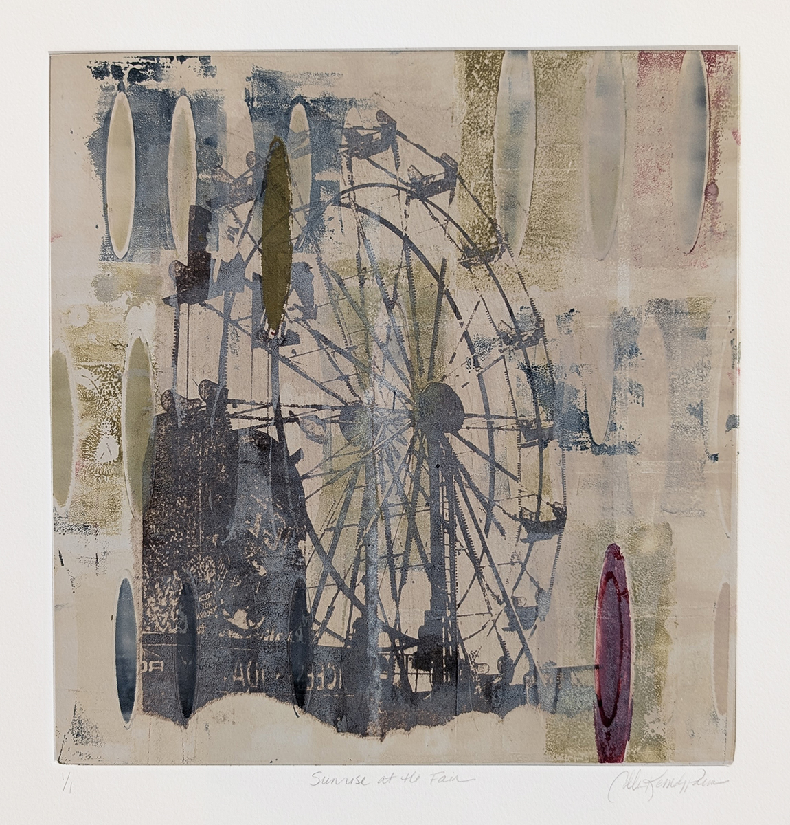 COLLEEN PREMER - SUNRISE AT THE FAIR - MONOTYPE - 12 X 12