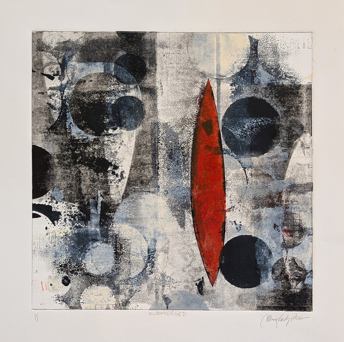 COLLEEN PREMER - SUBMERGED - MONOPRINT - 12 X 12