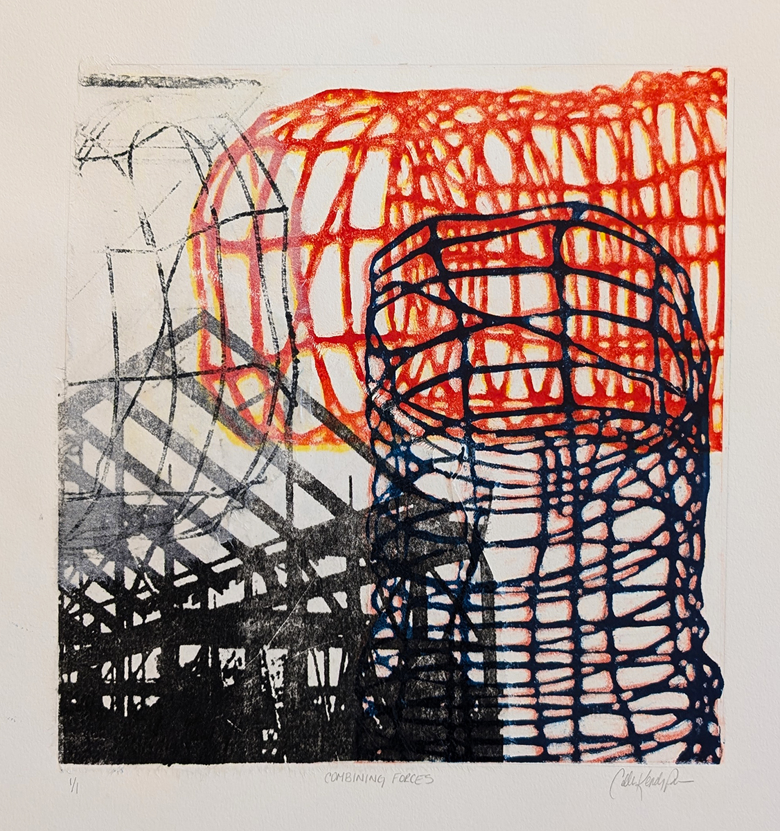 COLLEEN PREMER - COMBINING FORCES - MONO PRINT - 12 X 12