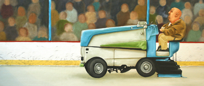 ZACHARY PULLEN - ZAMBONI - OIL ON CANVAS - 28 X 12