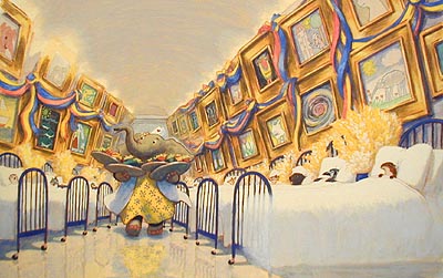 BARRY ROOT - ROWS OF BEDS & ART BARRY ROOT - ROWS OF BEDS & ART - WATERCOLOR & GOUACHE - 16.5 X 11